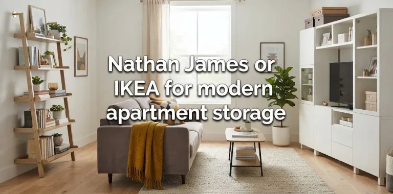 Nathan James or IKEA for modern apartment storage