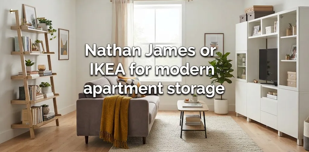 Nathan James or IKEA for modern apartment storage