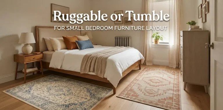 Ruggable or Tumble for small bedroom furniture layout